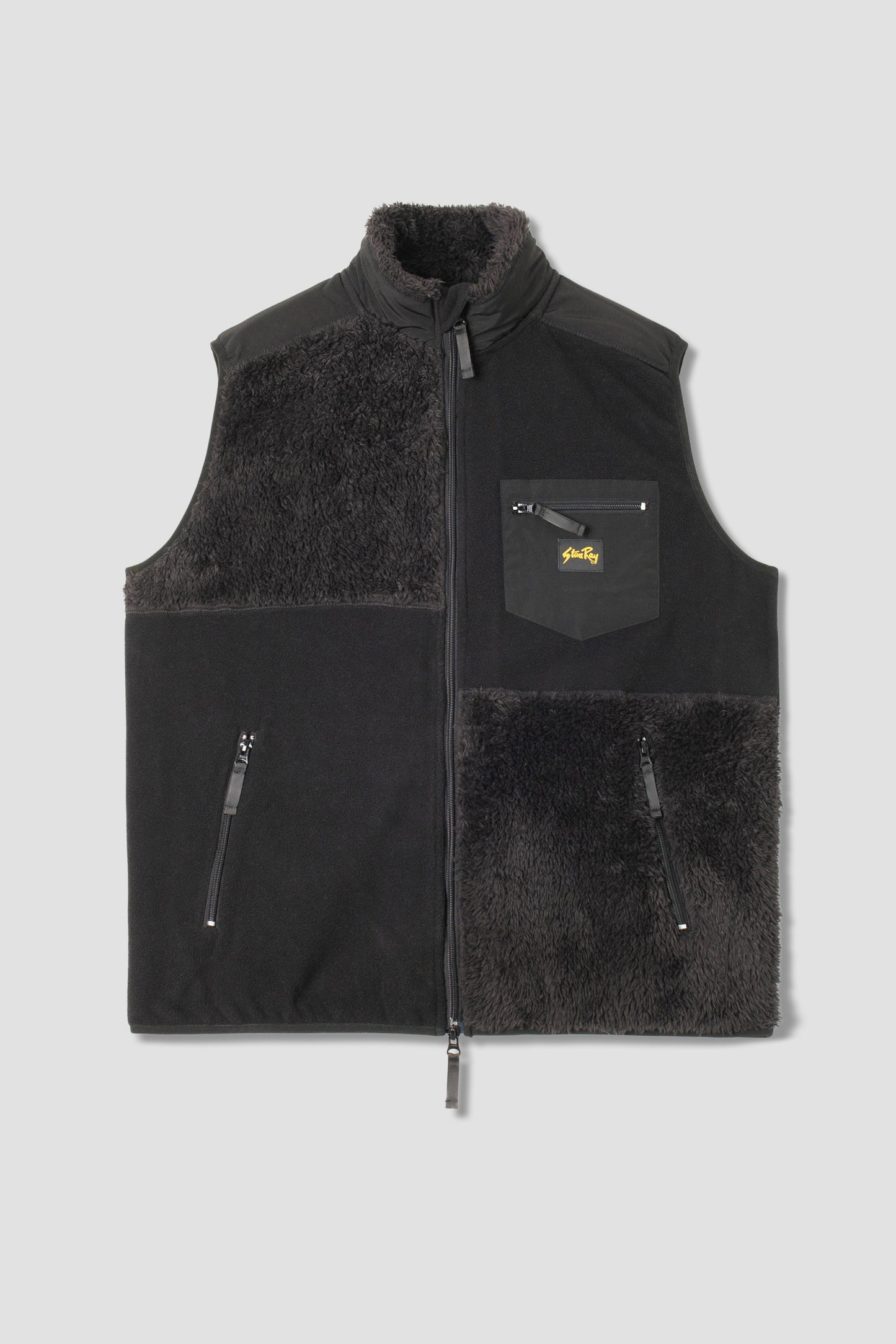Patchwork Fleece Vest (Black)