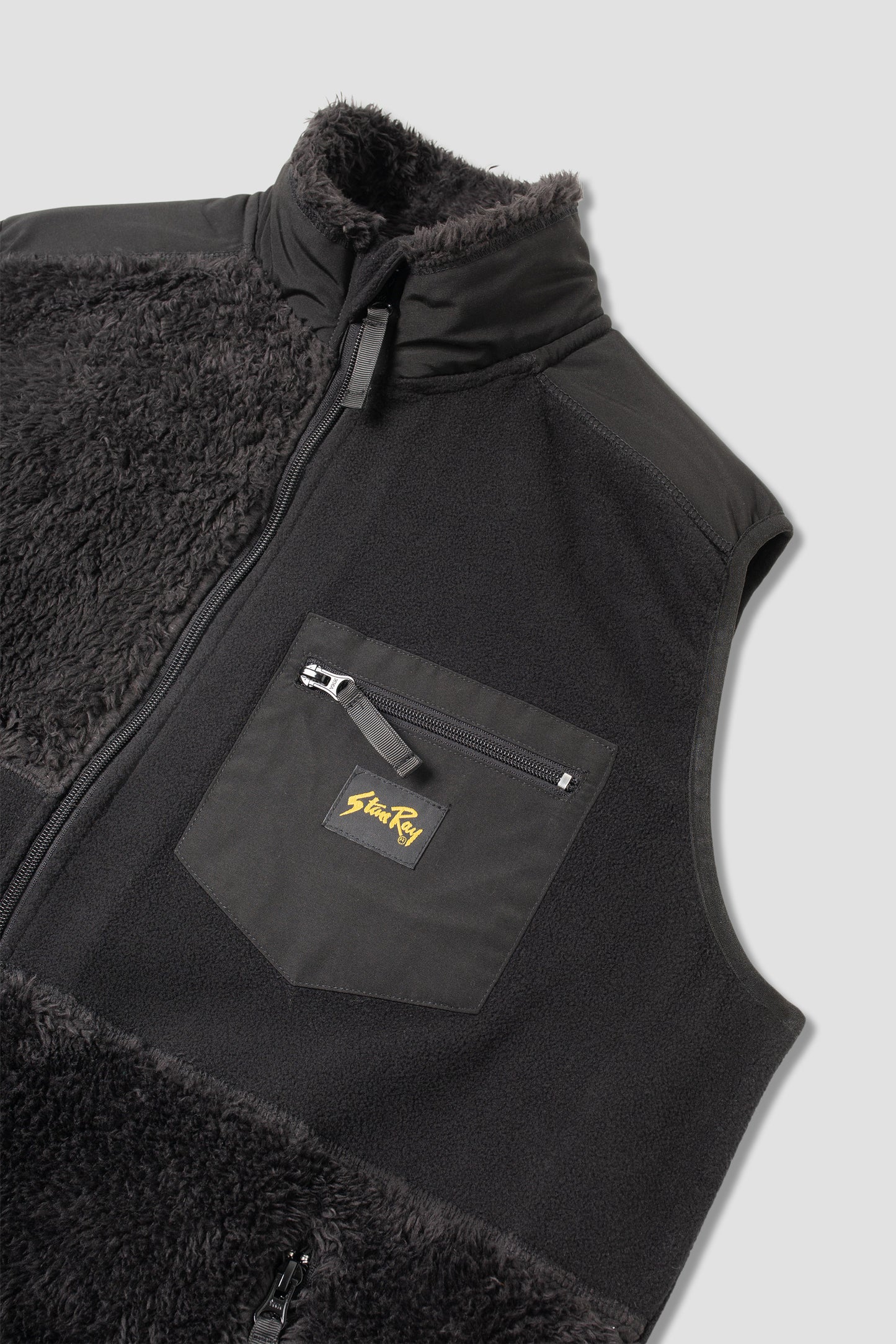 Patchwork Fleece Vest (Black)