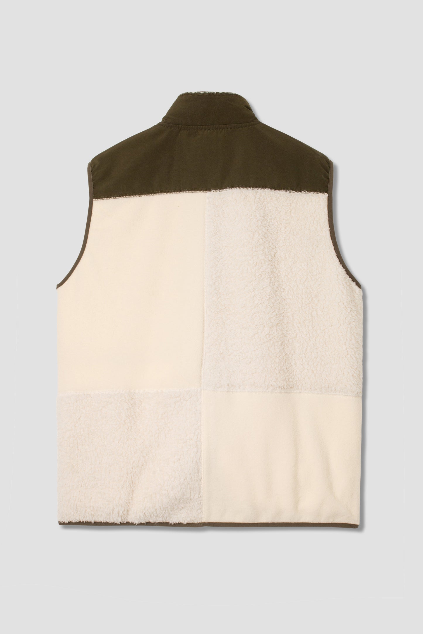 Patchwork Fleece Vest (Natural / Olive)