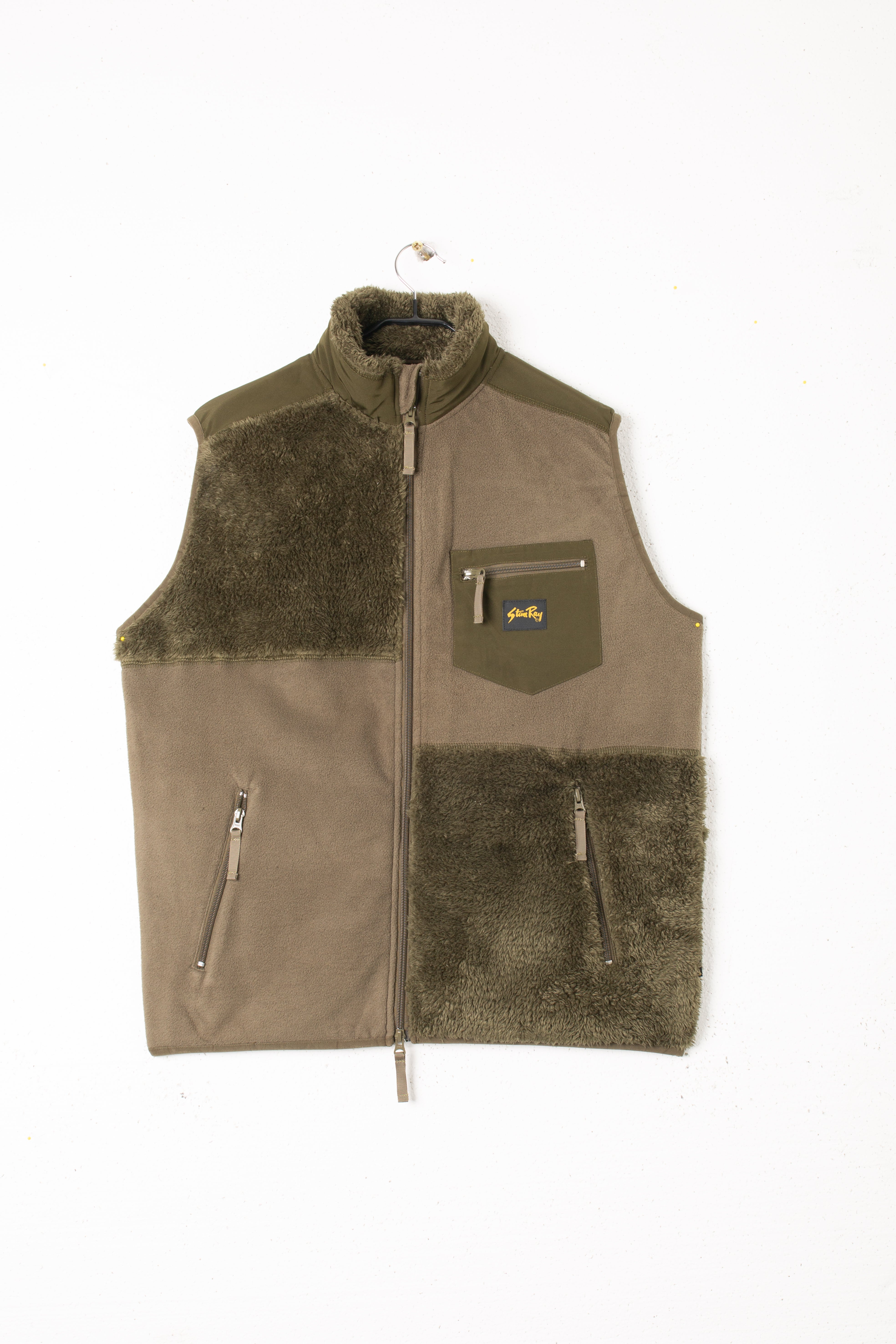 Patchwork Fleece Vest (Olive)