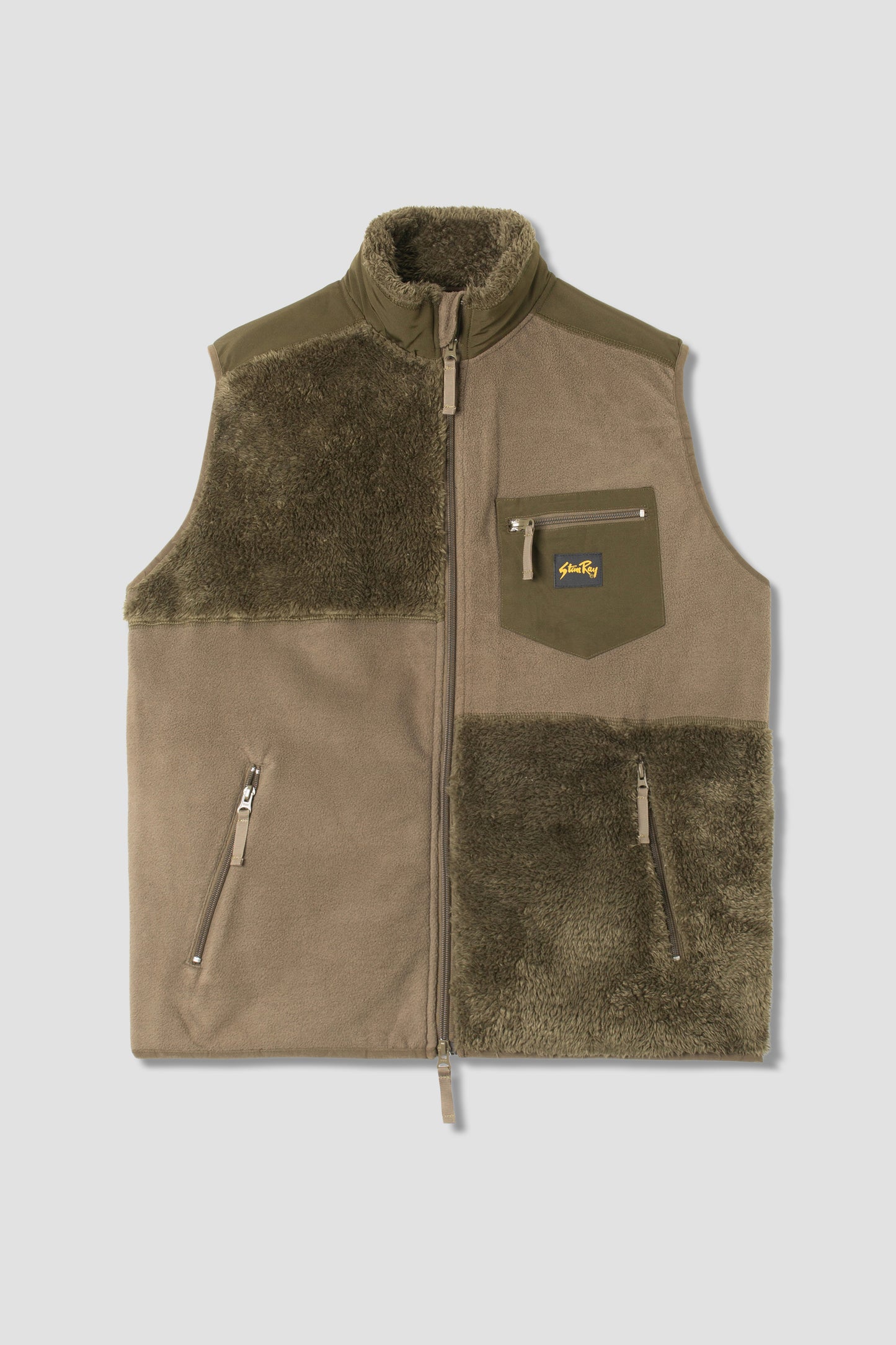 Patchwork Fleece Vest (Olive)