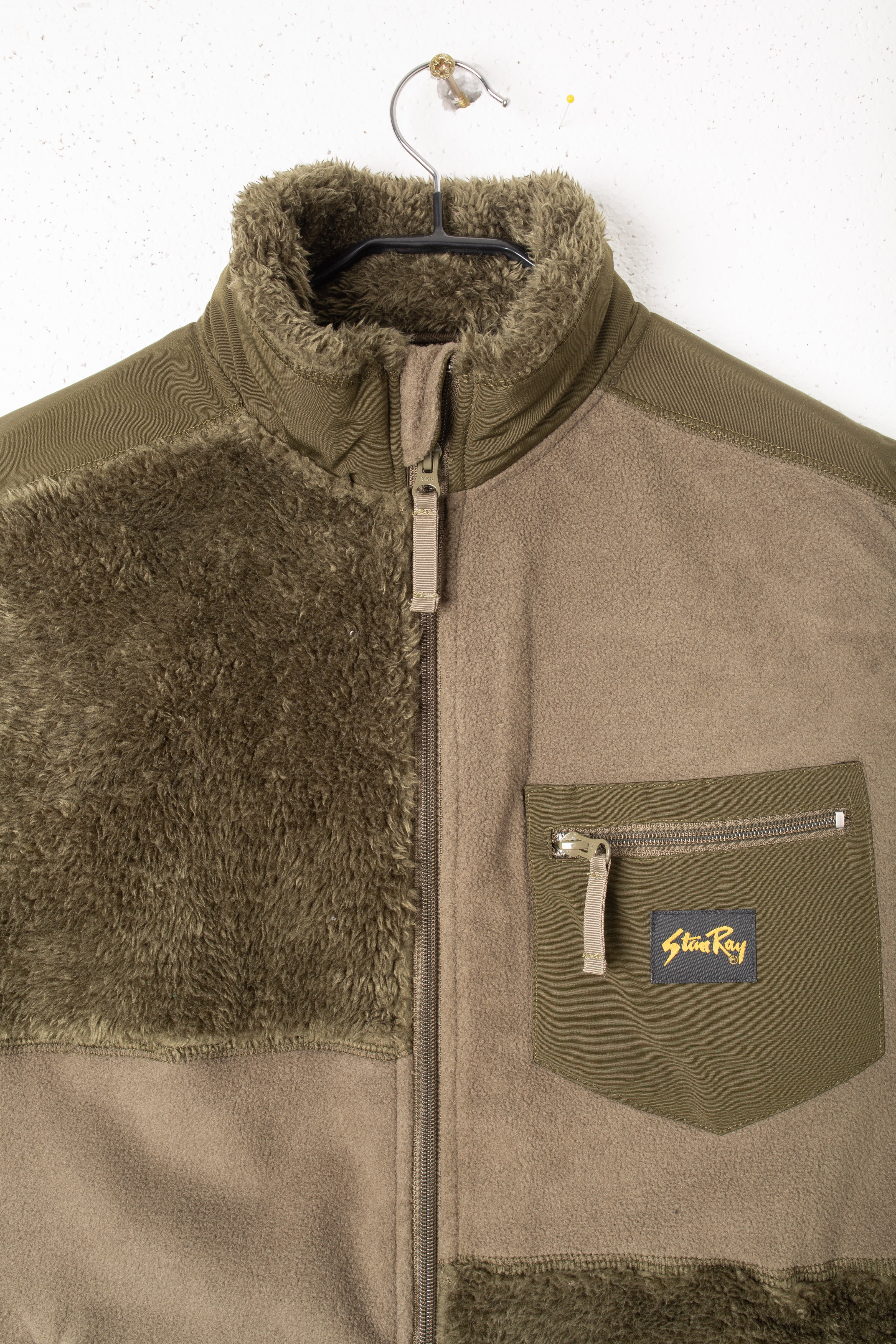 Patchwork Fleece Vest (Olive)