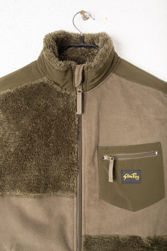 Patchwork Fleece Vest (Olive)