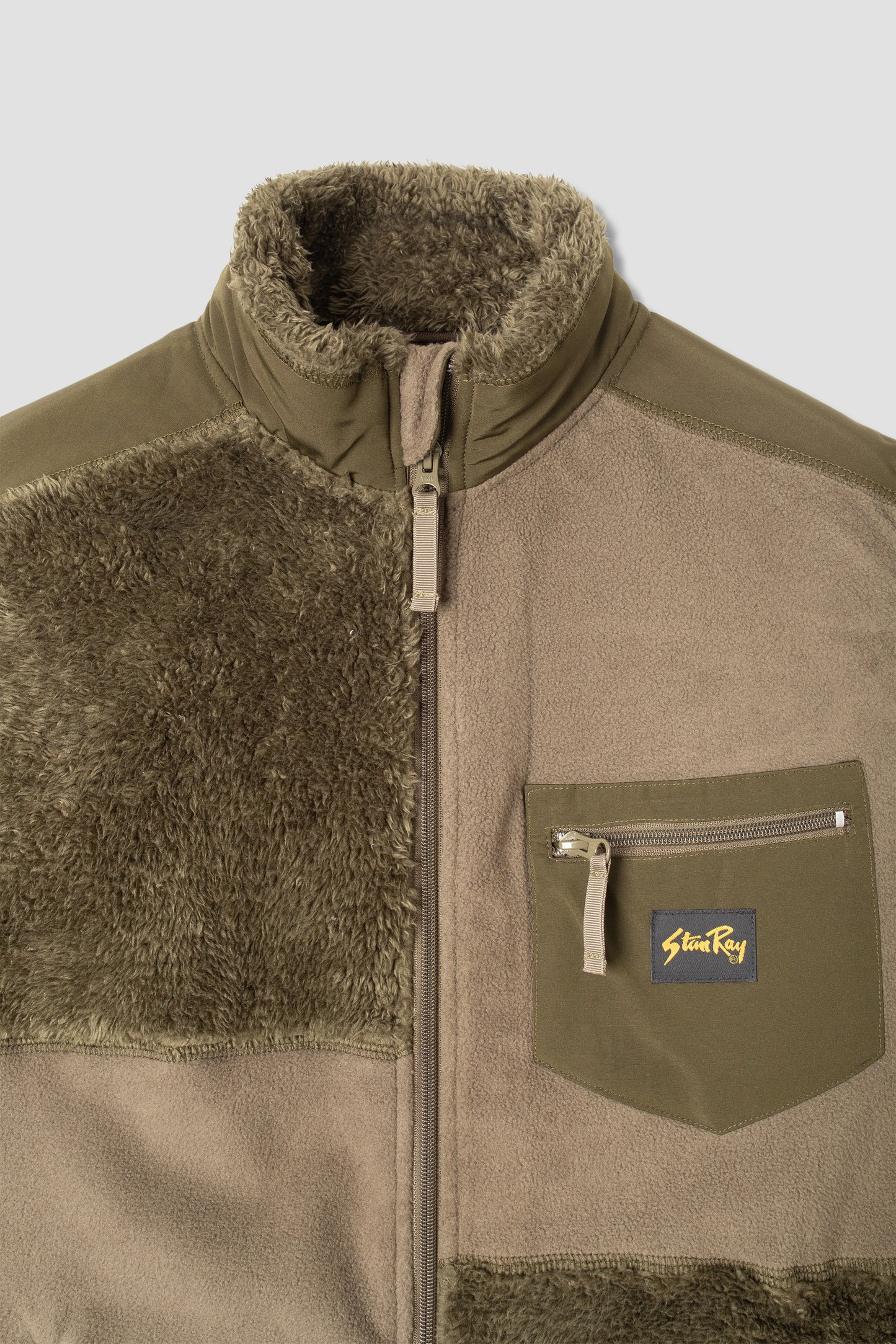 Patchwork Fleece Vest (Olive)