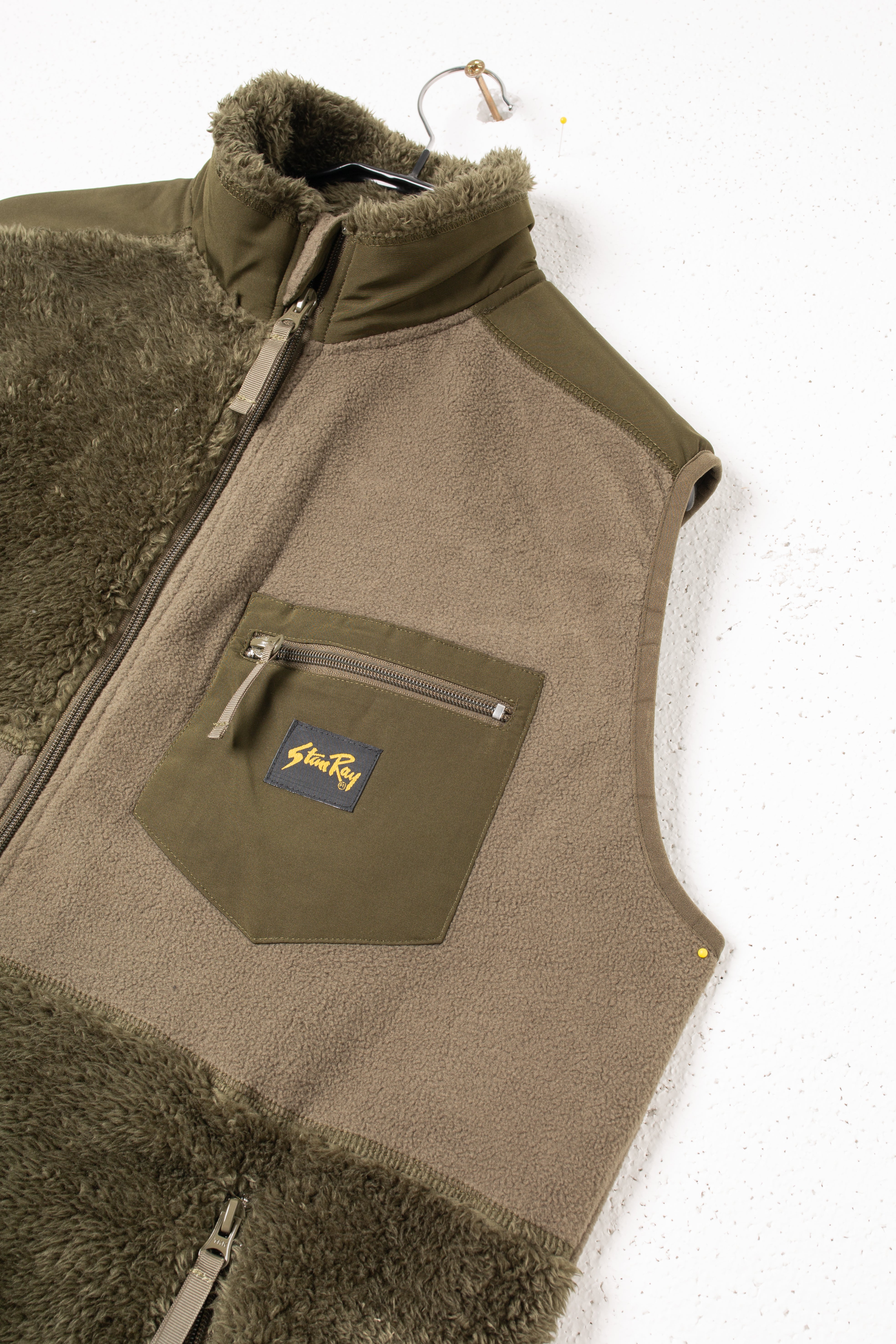 Patchwork Fleece Vest (Olive)
