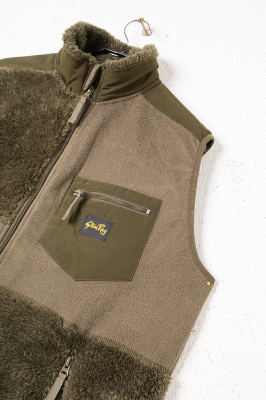 Patchwork Fleece Vest (Olive)