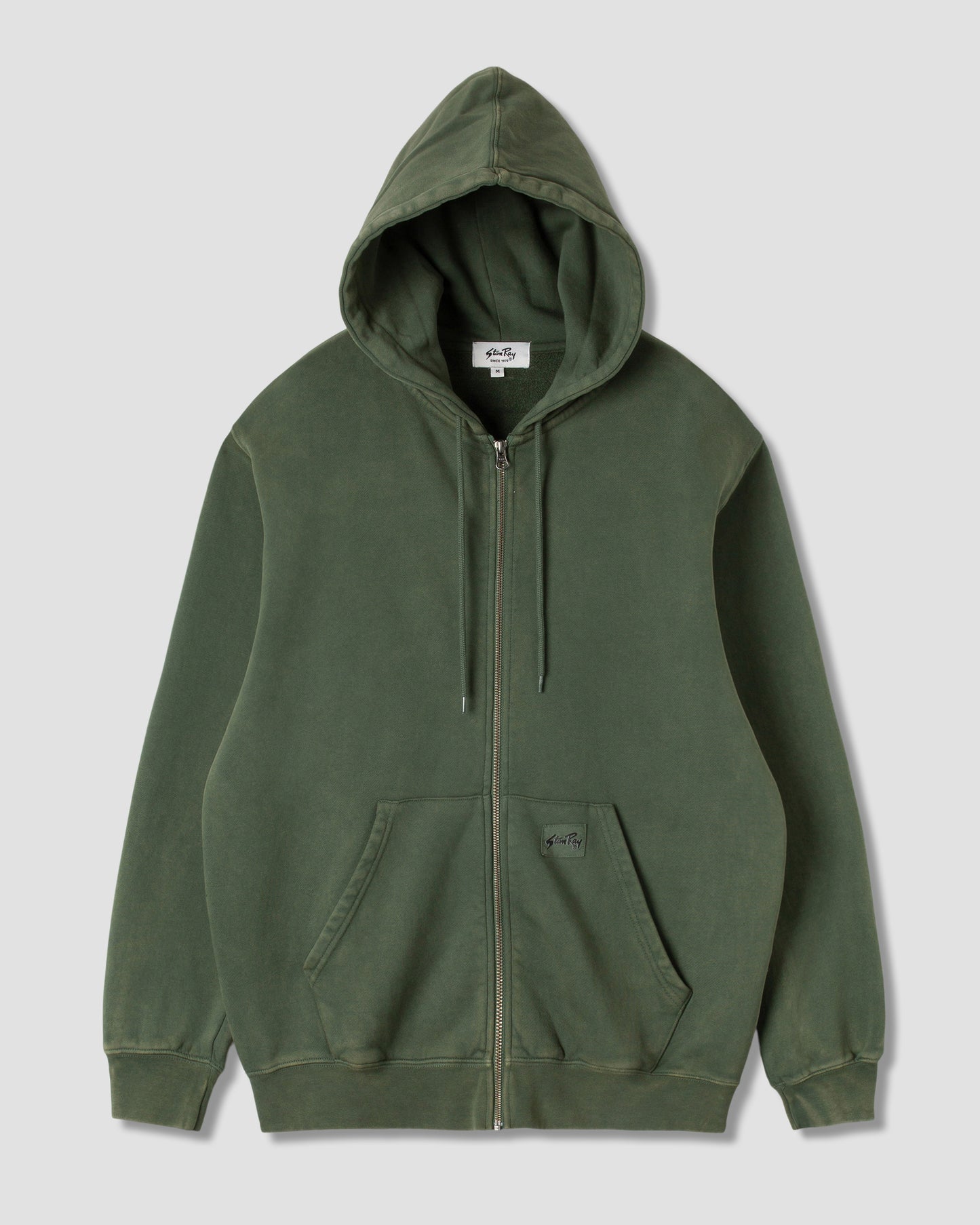 Capuche zippée avec patch (vert délavé)