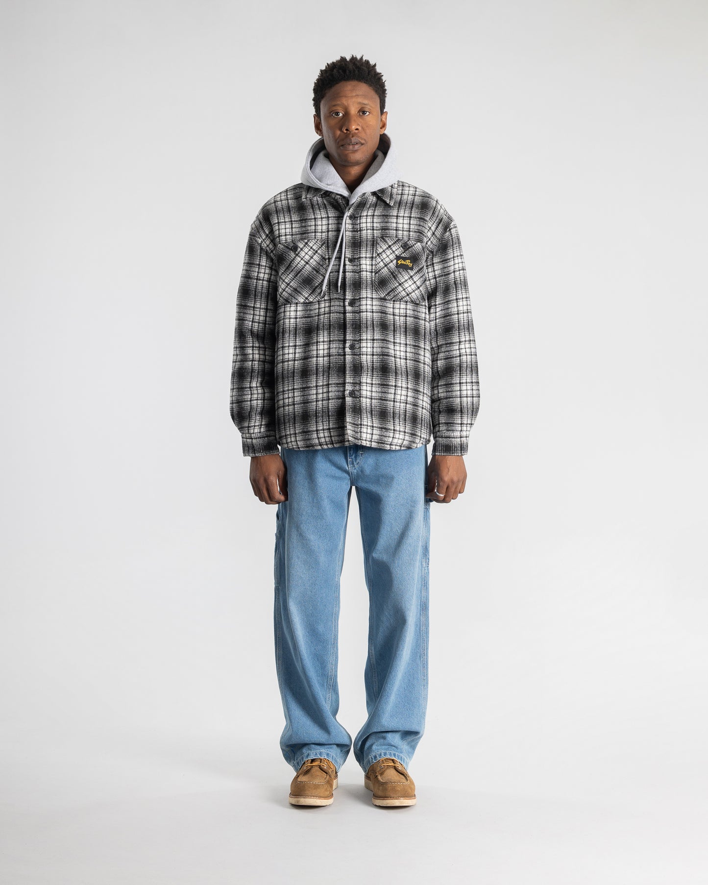 Quilted Plaid Overshirt (Blue)