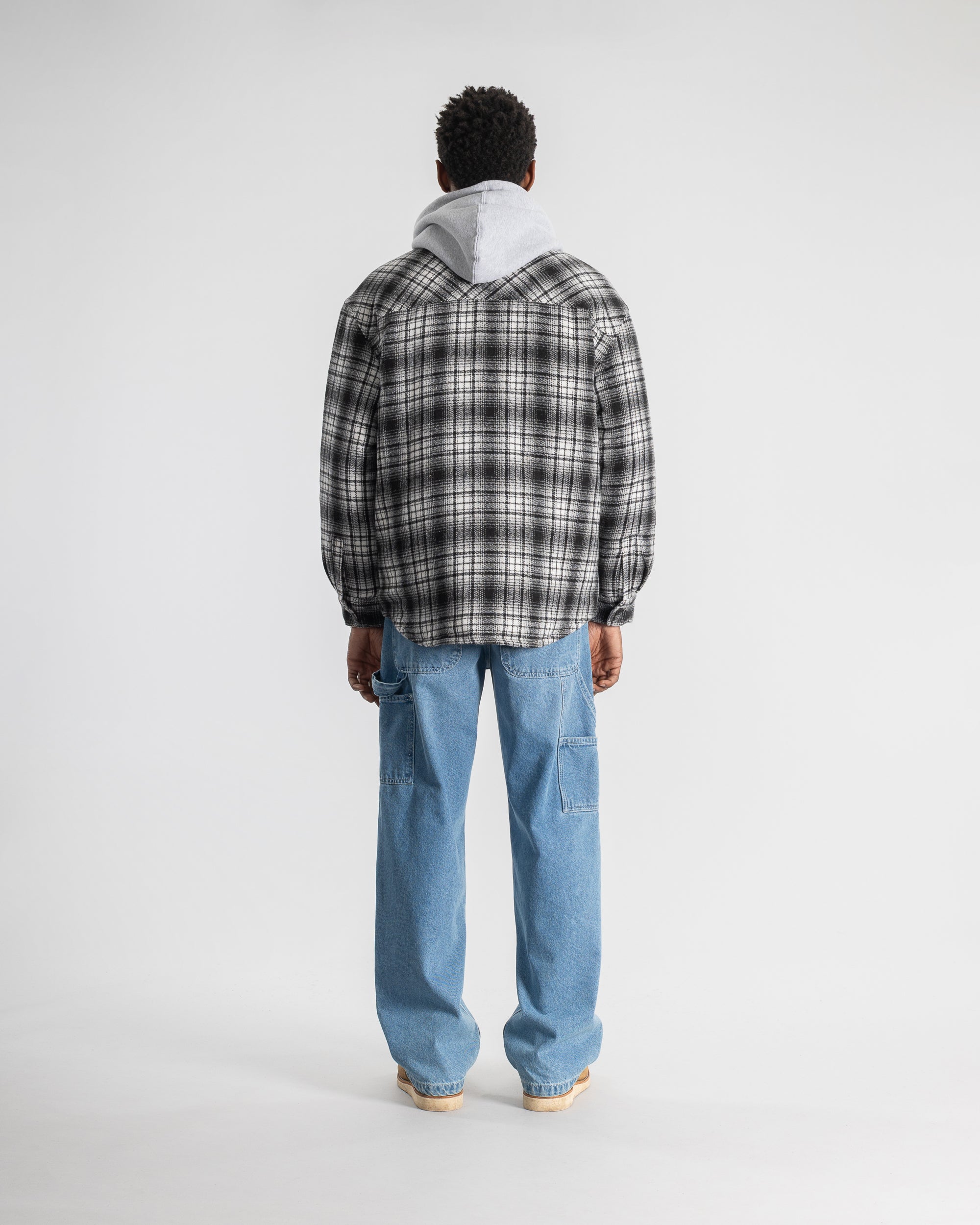Quilted Plaid Overshirt (Blue)