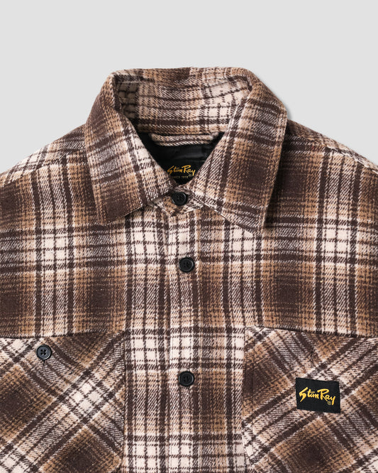 Quilted Plaid Overshirt (Brown)