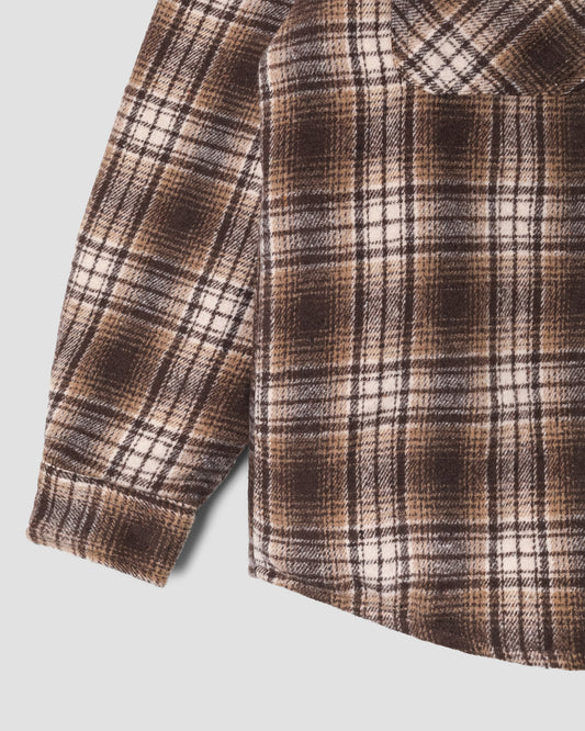 Quilted Plaid Overshirt (Brown)
