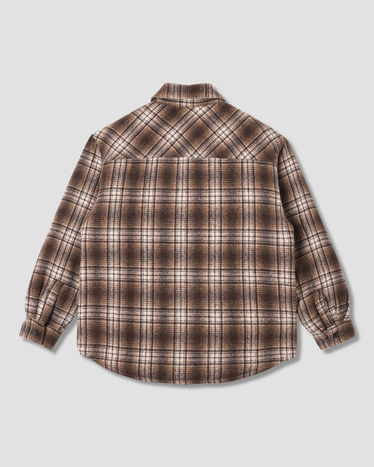 Quilted Plaid Overshirt (Brown)
