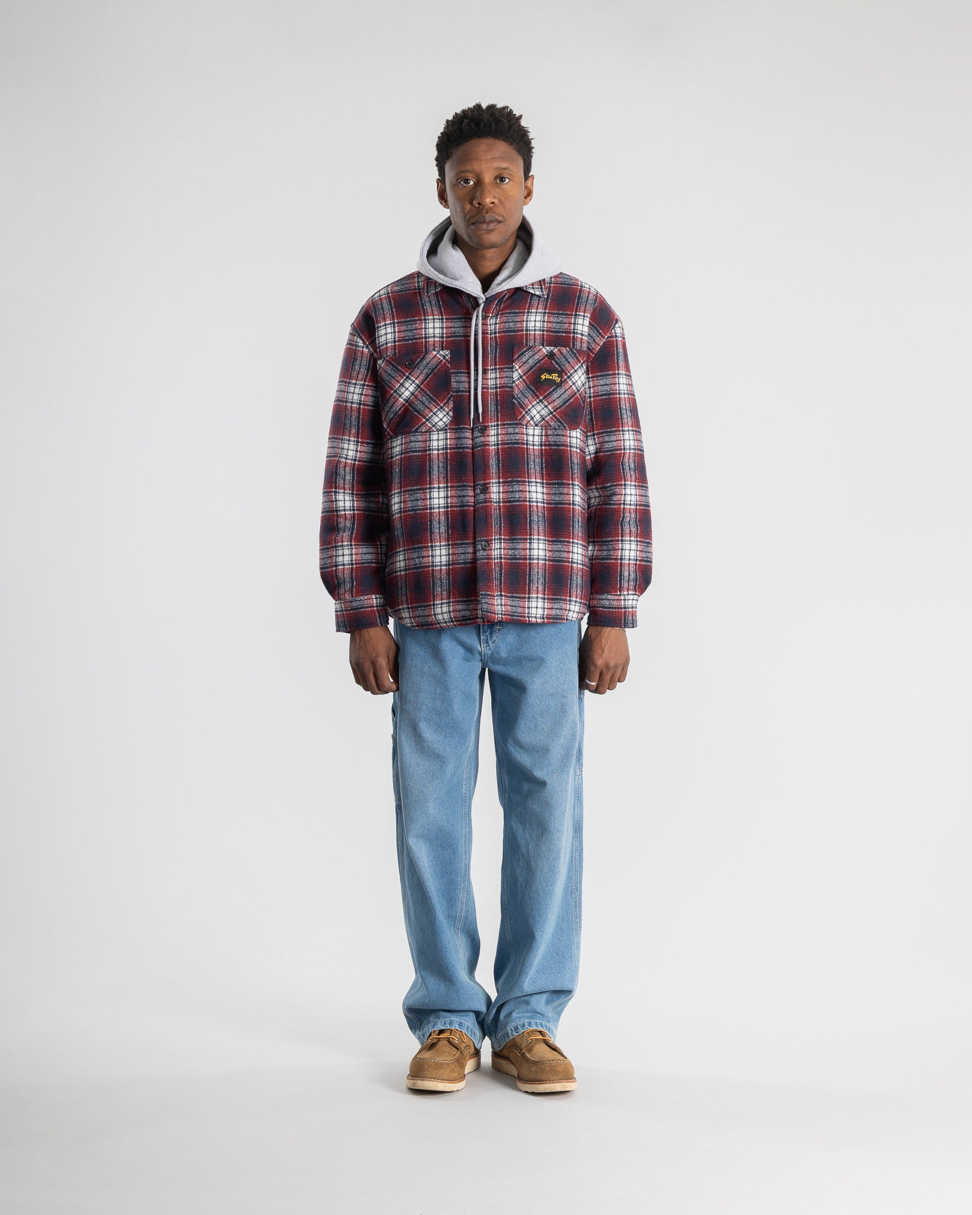 Quilted Plaid Overshirt (Red)