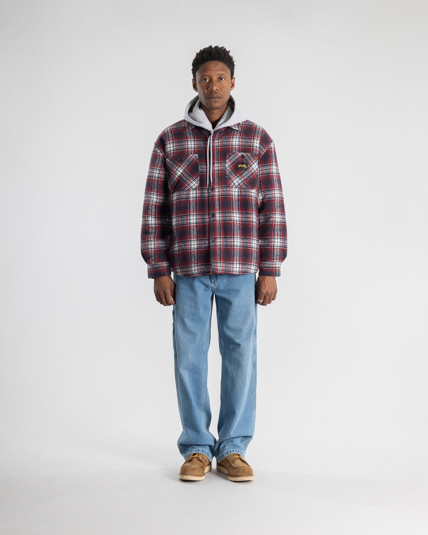 Quilted Plaid Overshirt (Red)