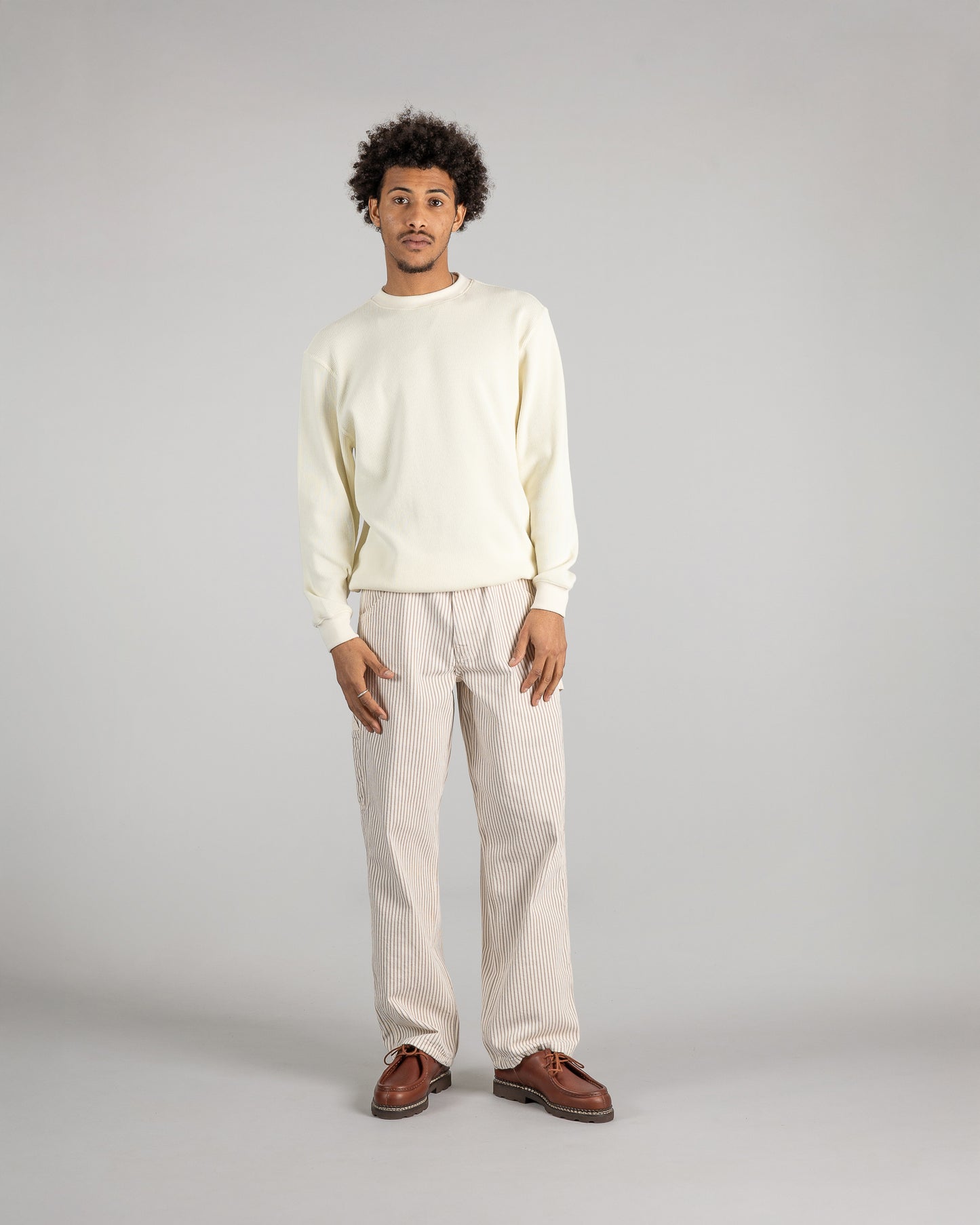 Langarmshirt mit Rundhalsausschnitt und Waffelmuster (Natur)