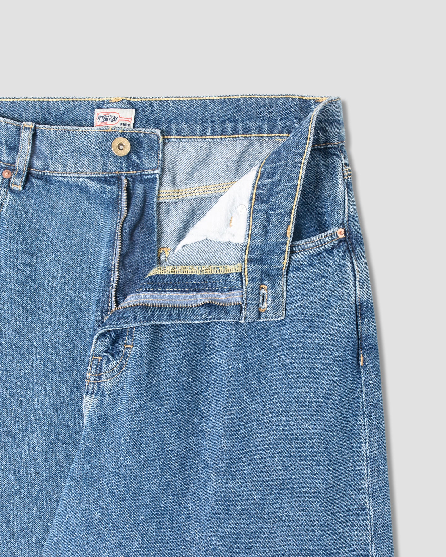 Weite 5-Jeans (schwerer Stone-Wash-Denim)