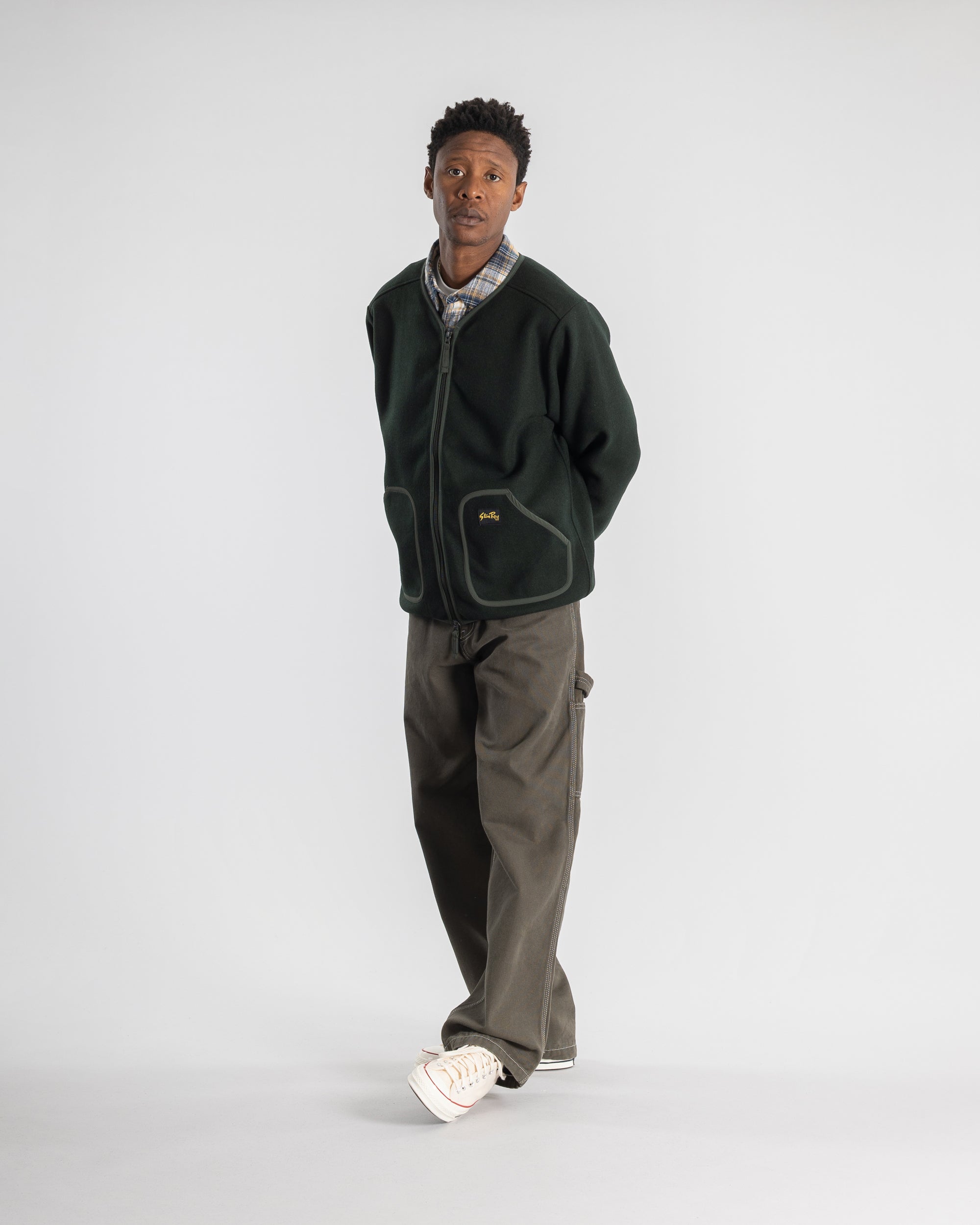 Wool Fleece Cardigan (Botanical Green)