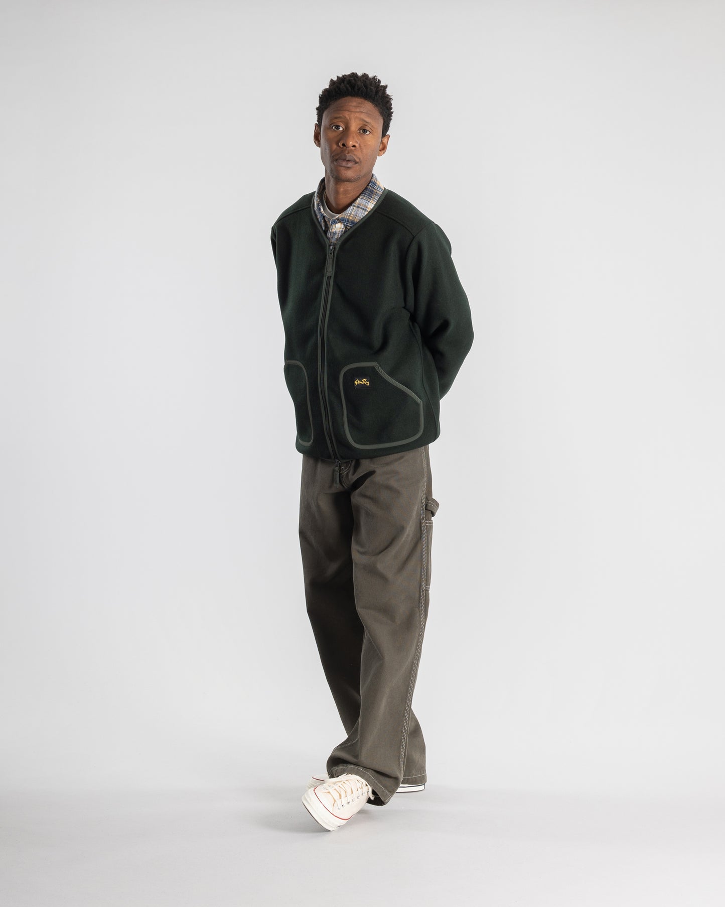 Wool Fleece Cardigan (Botanical Green)