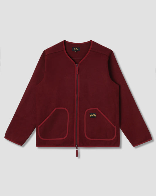 Wool Fleece Cardigan (Dark Red Heather)