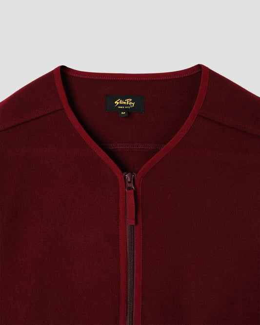 Wool Fleece Cardigan (Dark Red Heather)