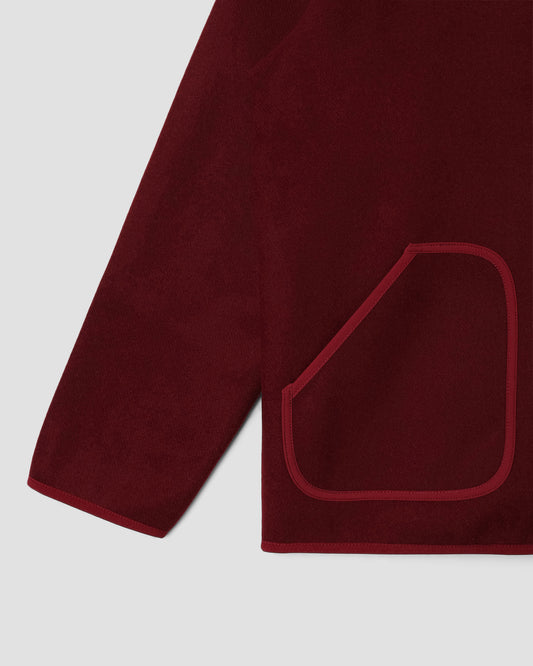 Wool Fleece Cardigan (Dark Red Heather)