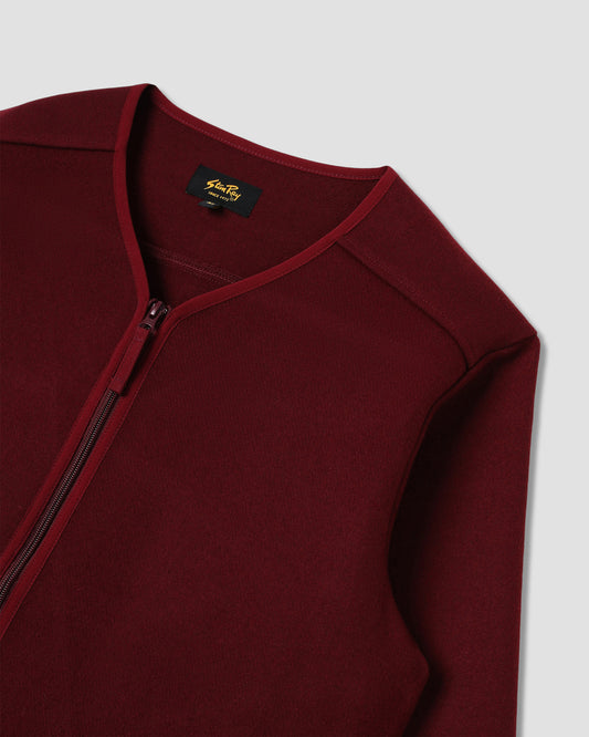 Wool Fleece Cardigan (Dark Red Heather)