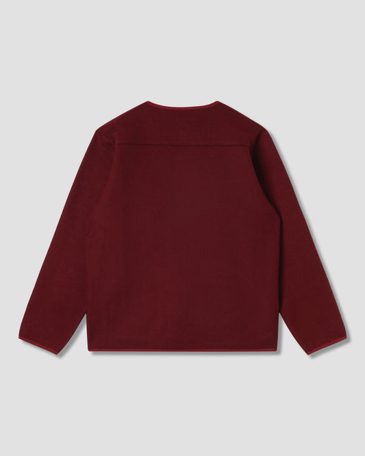 Wool Fleece Cardigan (Dark Red Heather)