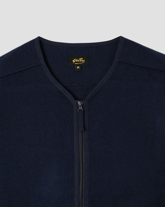 Wool Fleece Cardigan (Navy Heather)