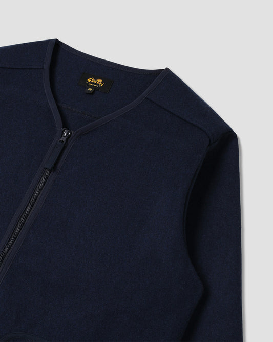 Wool Fleece Cardigan (Navy Heather)