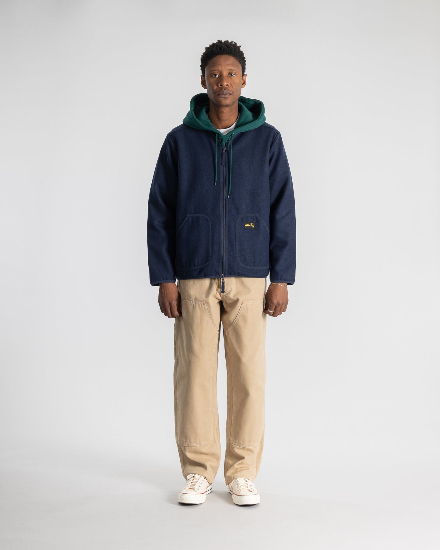 Wool Fleece Cardigan (Navy Heather)