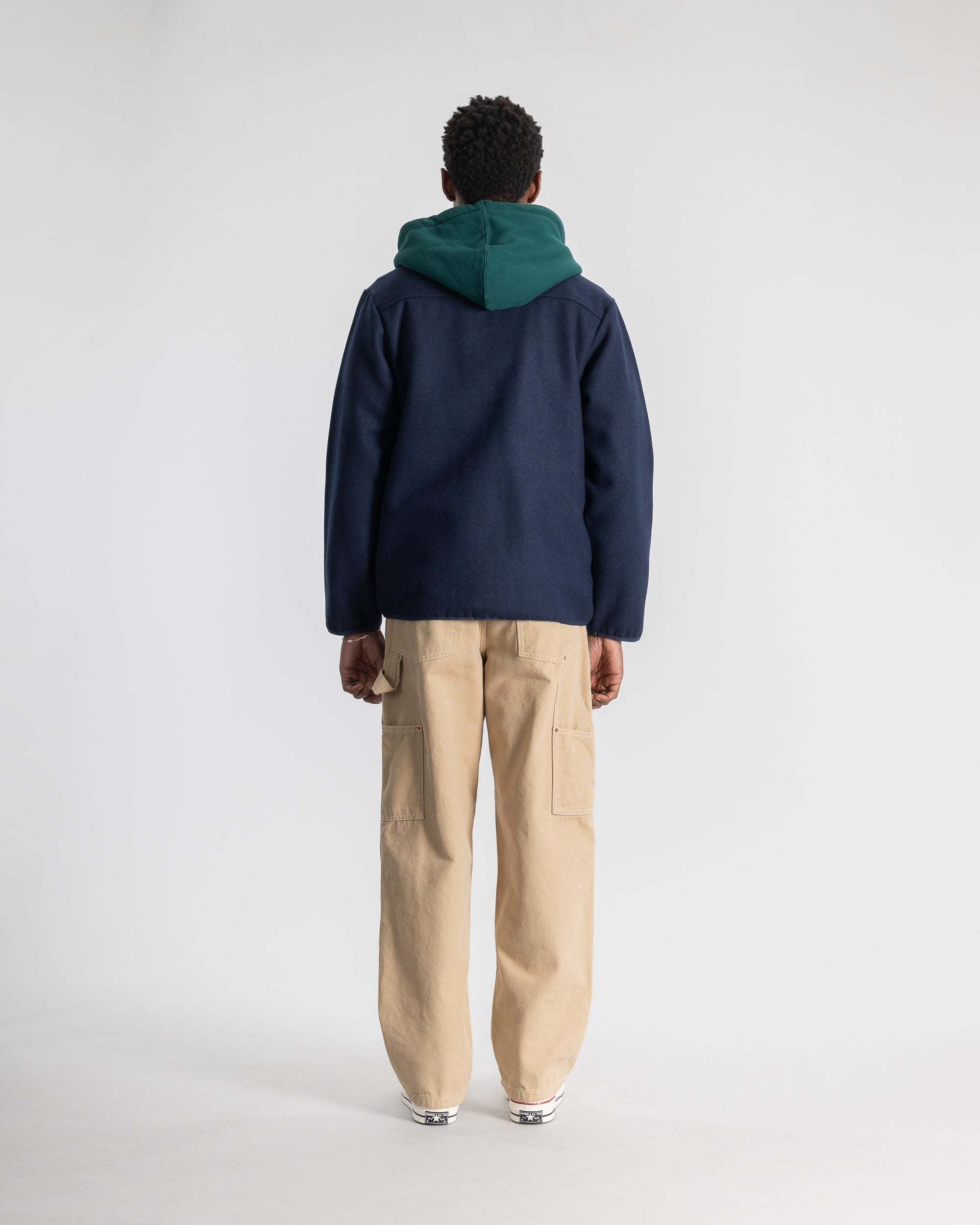 Wool Fleece Cardigan (Navy Heather)