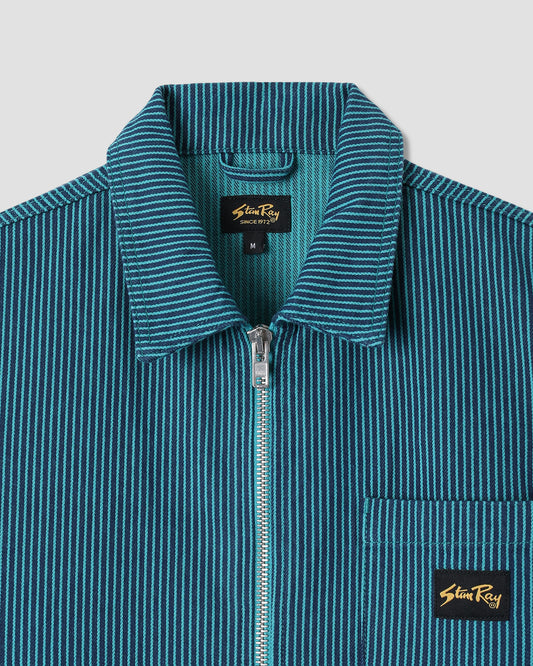Zip Shirt  (Blue/Teal Hickory )