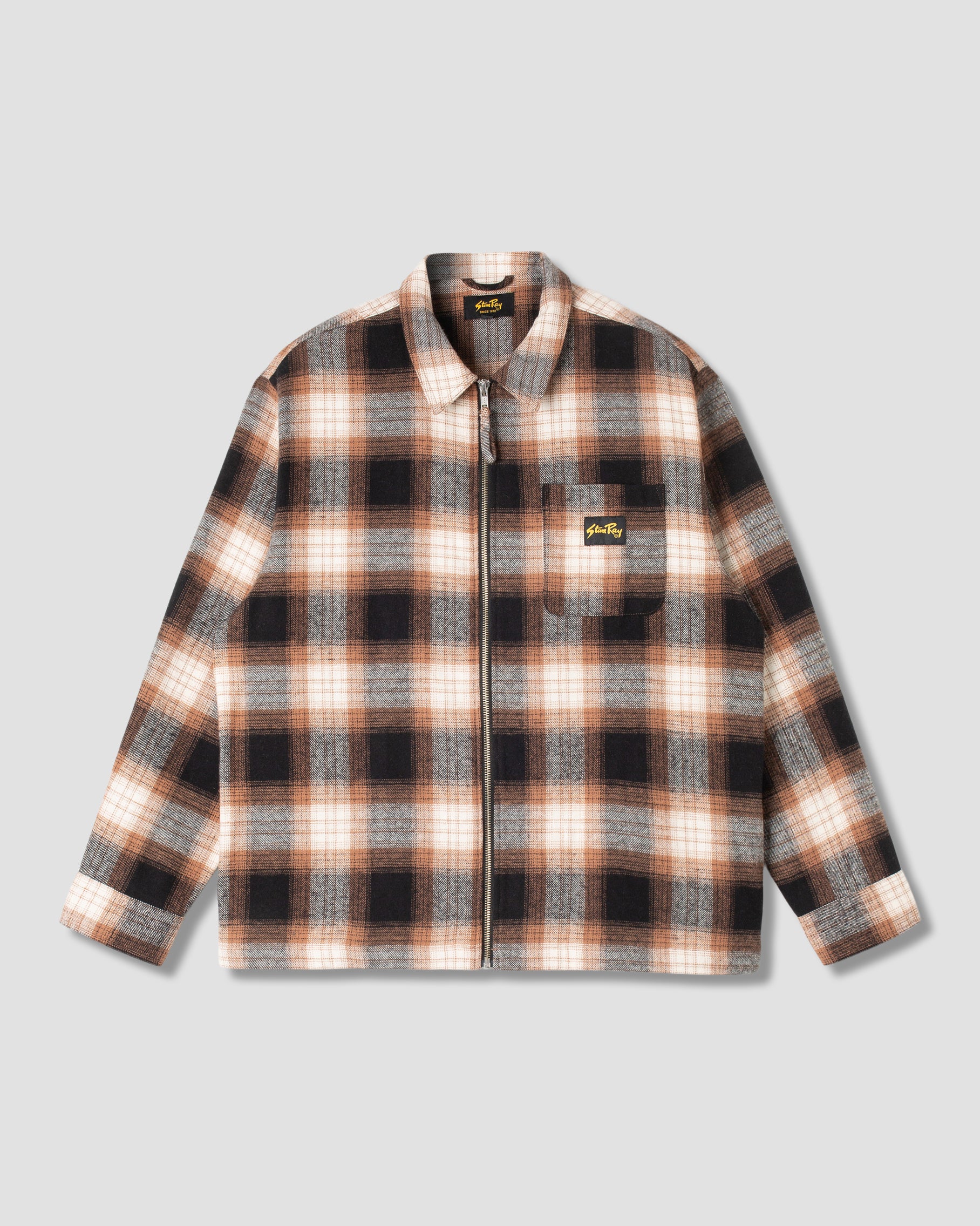 Chemise zippée (carreaux marron)