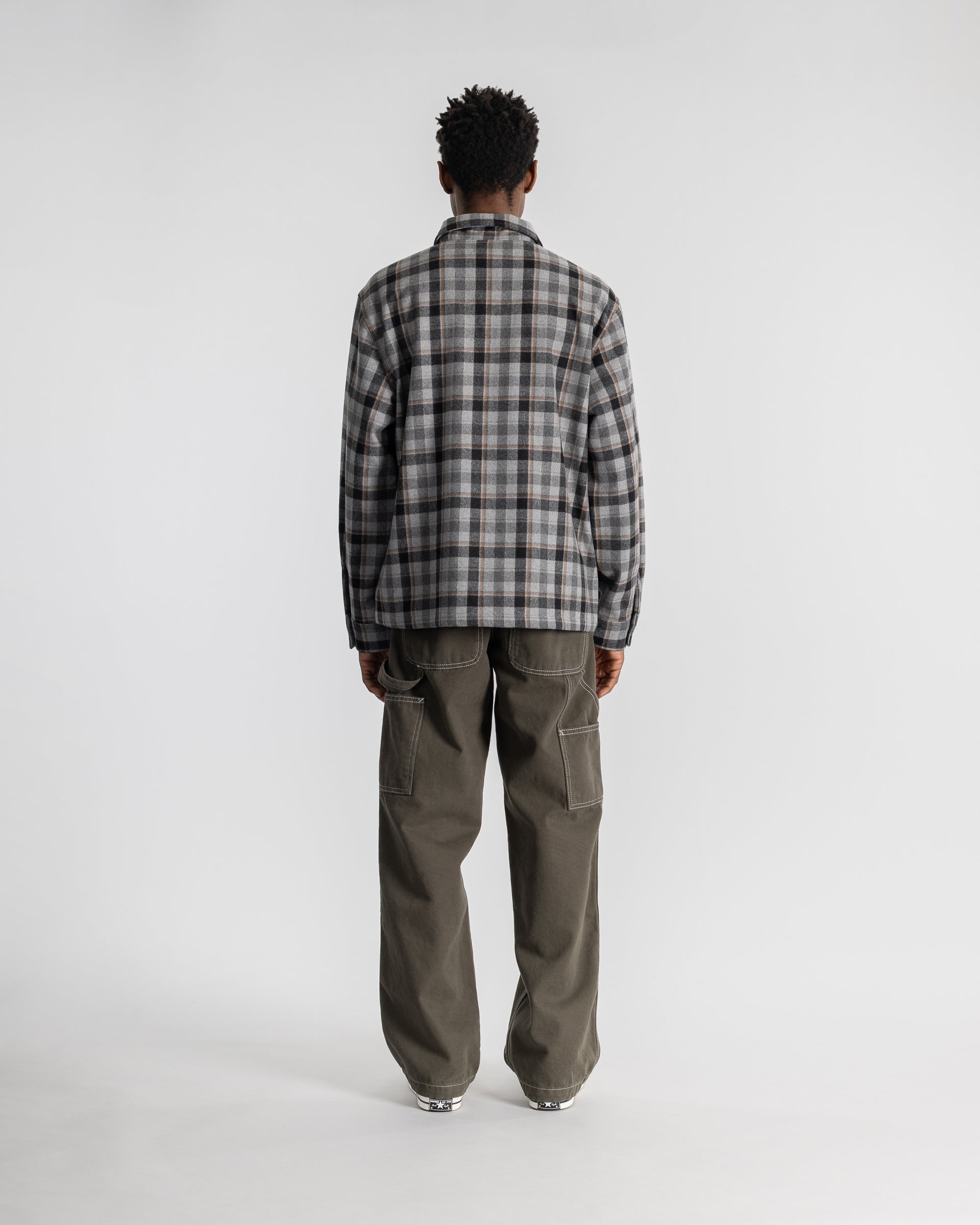 Zip Shirt (Charcoal Plaid)