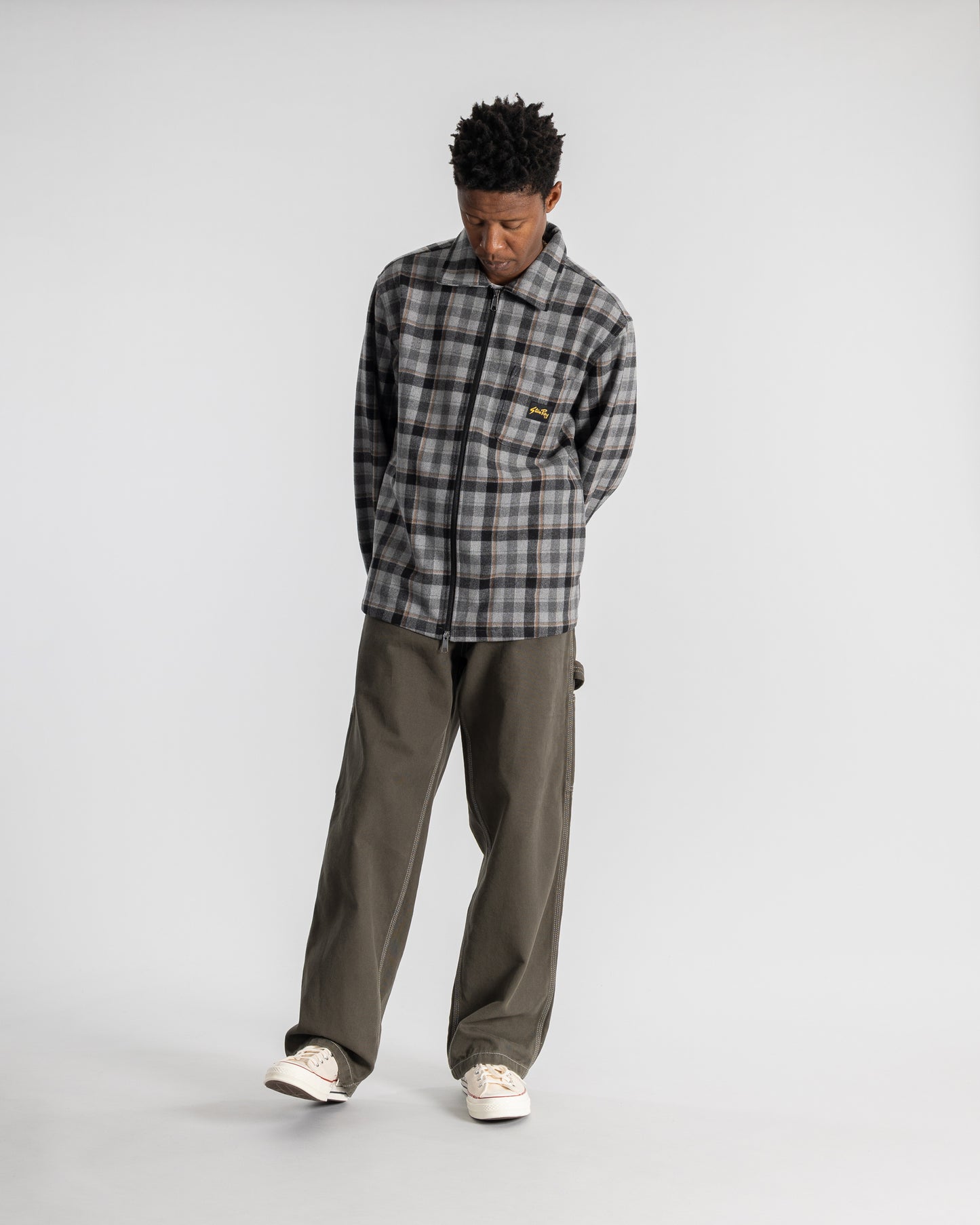 Zip Shirt (Charcoal Plaid)